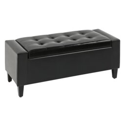 HOMCOM PU Leather Storage Ottoman Bench Storage Chest Tufted Ottoman Cube with Flipping Top 92L x 40W x 40H cm Black