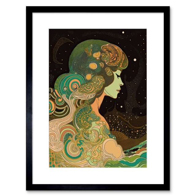 "Aurora Borealis Northern Lights Art 9x7"" Black Framed Wall Art Print"