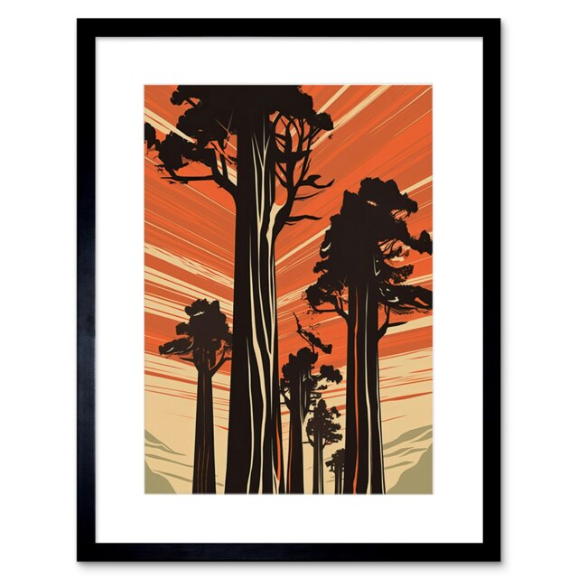 "Sequoia National Forest Large Tree 9x7"" Black Framed Wall Art Print"