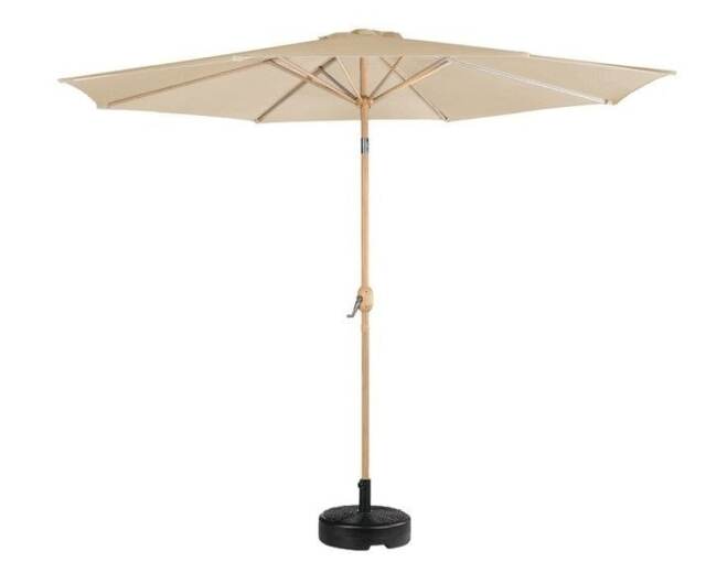 GardenKraft 2.7M Parasol Crank & Tilt 6 Ribs With Wooden Effect - Beige Cream