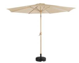 GardenKraft 2.7M Parasol Crank & Tilt 6 Ribs With Wooden Effect - Beige Cream