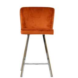 Lakeland Furniture Dartmoor Burnt Orange Velvet Chrome Fixed Leg Base 1 Bar Stool
