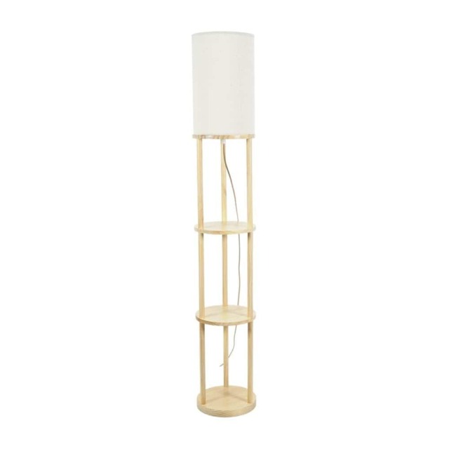 ValueLights Elsa Natural Wooden 3 Tier Floor Lamp Shade and Bulb