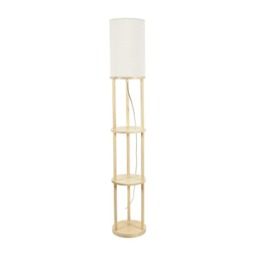 ValueLights Elsa Natural Wooden 3 Tier Floor Lamp Shade and Bulb