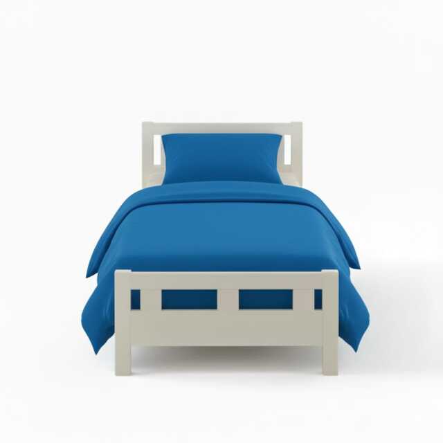 Flannelette Cotton Cot Bed Duvet Cover Set Brushed Warm Bedding Set Blue Teal Toddler