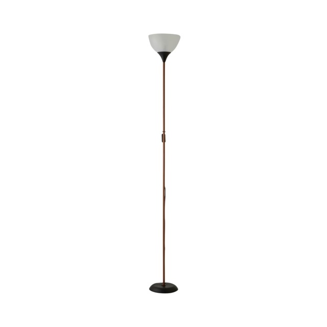 ValueLights Dalby Copper & Black Uplighter Floor Lamp White Shade & Bulb Copper