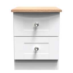 Cumbria 2 Drawer Compact Bedside Cabinet in White Ash & Bardolino Oak (Ready Assembled) White White Ash & Bardolino Oak