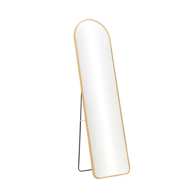 Living and Home Modern Arched Metal Floor Mirror - Gold