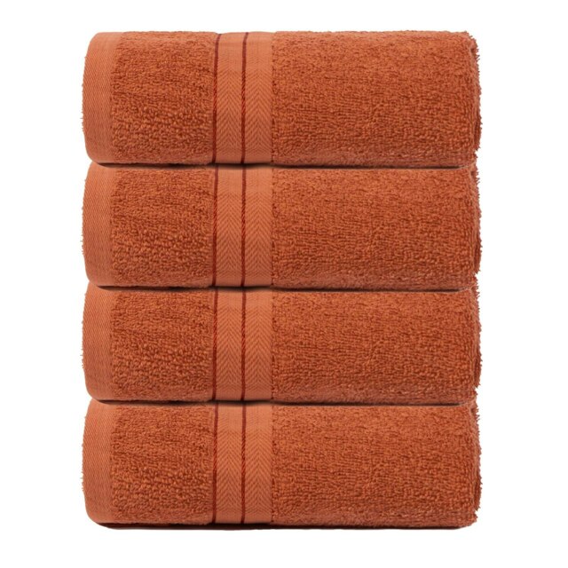 OHS 4 x Luxury 100% Cotton 500GSM Bathroom Hand Towels, 50x80cm - Burnt Orange