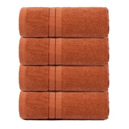 OHS 4 x Luxury 100% Cotton 500GSM Bathroom Hand Towels, 50x80cm - Burnt Orange