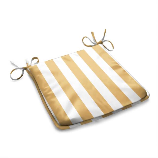 Wide Striped Outdoor Tapezoid Shape Seat Pad Yellow