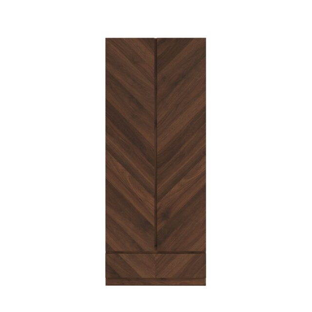Catania 2 Door 1 Drawer Wardrobe Brown Royal Walnut