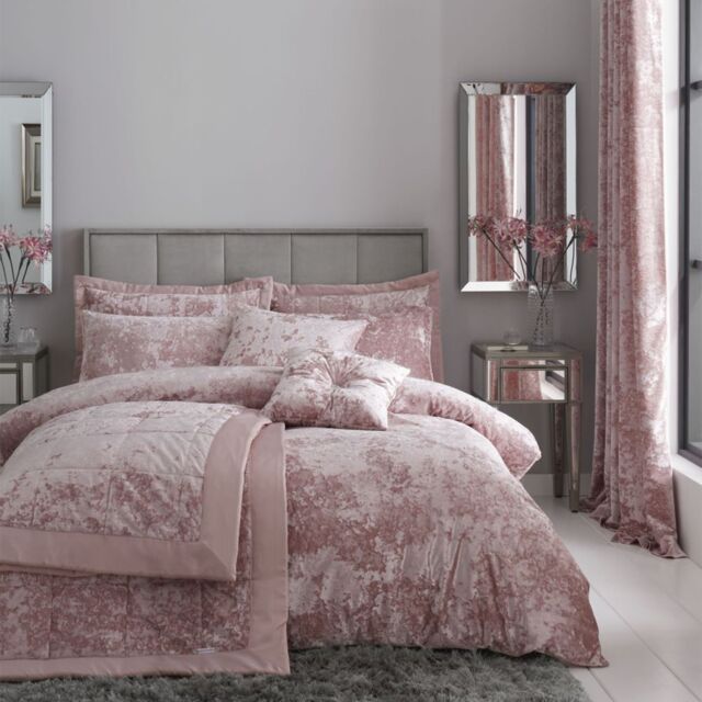 Crushed Velvet Duvet Cover Set Pink Blush Pink