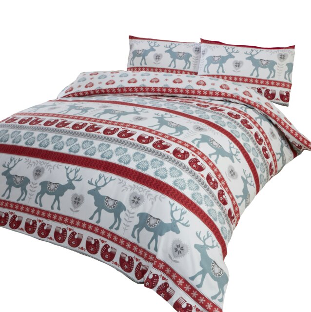Scandi Polycotton Duvet Cover Set With Pillowcase Red Super King 1