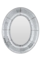 Orsina Oval Wall Mirror With Mosaic Glass Frame, Decorative Boutique Mirror With Smooth Curved Design, MDF Mirror