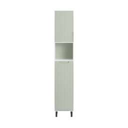 SoBuy Tall Slim Bathroom Storage Cabinet with Laundry Bag, Green & White, 12.2x11.8x65.7 inches, 20.9 kg - BZR137-GR