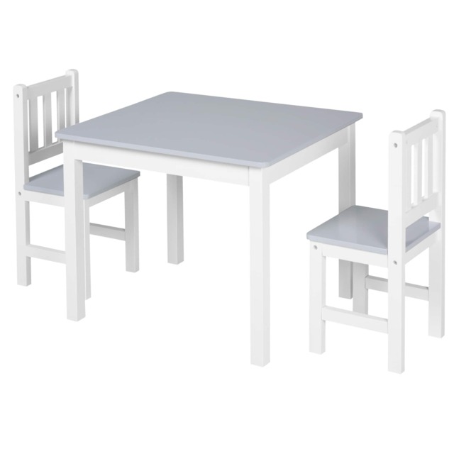 HOMCOM Kids Table and 2 Chairs Set 3 Pieces Toddler Multi-usage Desk Indoor Grey Grey
