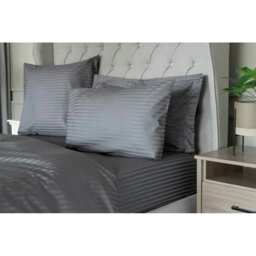 Belledorm 540 Thread Count Satin Stripe Housewife Pillowcases (Pair) - Charcoal - One Size