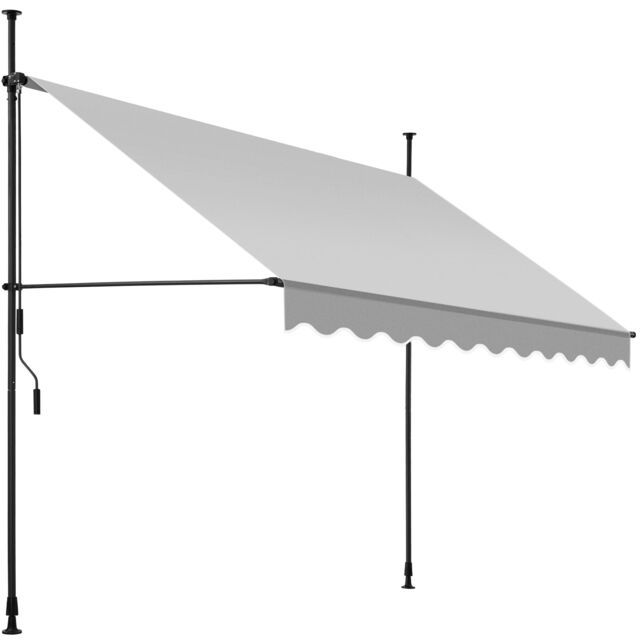 Awning with hand crank - pressure fitted , height adjustable Grey light grey 250 x 180 cm 1