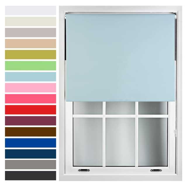 FURNISHED Roller Blind Made to Measure Blackout Fabric with Metal Fittings Easy Fit Blue Duck Egg Blue (W) 60cm x (L) 210cm