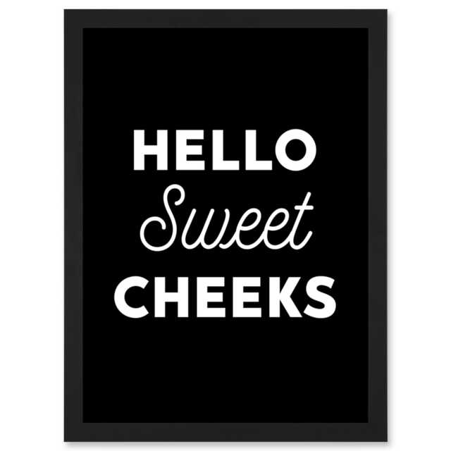 Funny Toilet Decor Bathroom Sweet Cheeks Sign Framed Wall Art Print A4