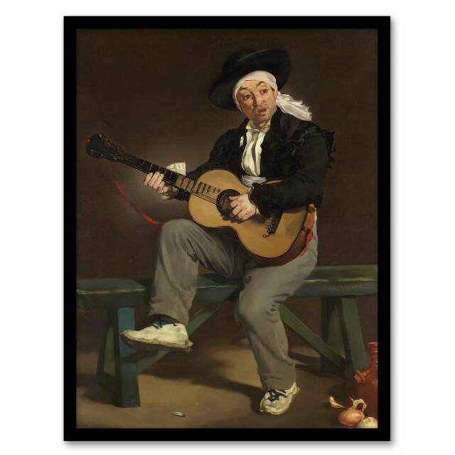 "The Spanish Singer Portrait Manet Vintage Framed Wall Art Print 12X16"""