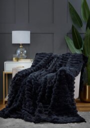 Chunky Ribbed Fur Polyester Fleece Throw (150x200cm)