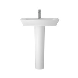 Balterley Spirit Ceramic Square Basin with Full Pedestal - Modern Bathroom Sink Design (Tap Not Included) by Balterley White White