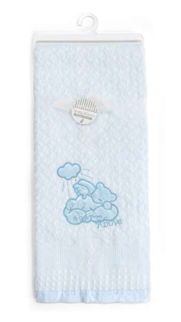 Teddy Gift From Above Baby Shawl - 91cm x 127cm Blue