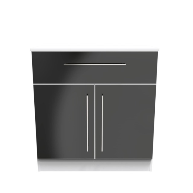 Gloucester 1 Drawer 2 Door Sideboard in Black Matt & White (Ready Assembled) Black Black Matt & White