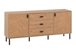 Leon 2 Door 3 Drawer Sideboard - L40 x W160 x H72.5 cm - Medium Oak Effect Brown