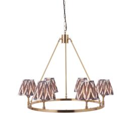 Chester Brushed Aged Brass Plate Pendant Light with Pearl Grey Fabric Zigzag Shade 16cm 6x B22