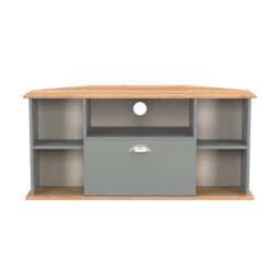 Albert Corner TV Stand in Dusk Grey & Riviera Oak (Ready Assembled) Grey Dusk Grey & Riviera Oak