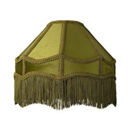 Traditional Victorian Empire Lamp Shade in Olive Green Velvet with Long Tassels Green Olive Green 1