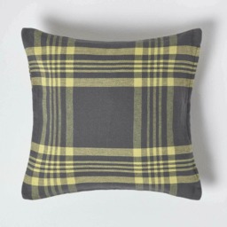 Homescapes Grey & Yellow Tartan Pattern Cushion Cover - 45 x 45 cm Grey Grey & Yellow 45 x 45 cm