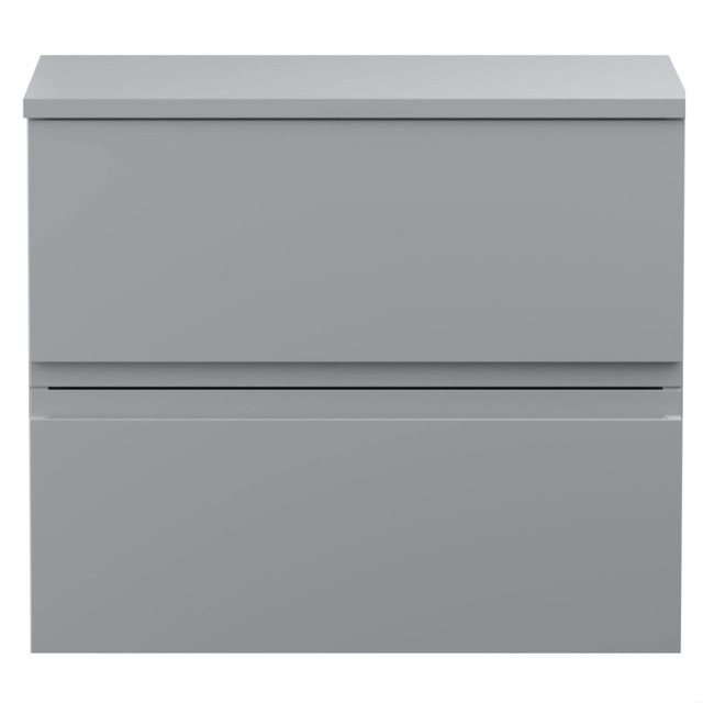 Balterley Mavesyn Contemporary 2 Drawer Wall Hung Vanity Unit with Worktop, Satin Grey, 600mm