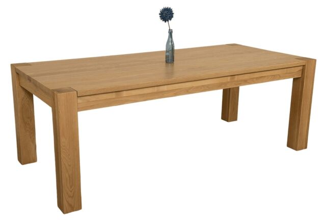 Kuba 220cm Chunky Extra Large Oak Dining Table Brown Light Oak