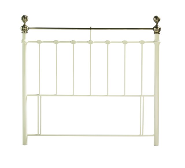 4ft6 Double Ivory Cream Brass Finish,Traditional Antique Victorian Metal Bed Headboard Cream 4ft6 Double