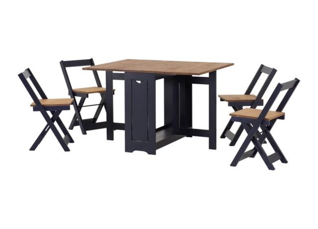 Santos Butterfly Dining Set - Navy Blue - Distressed Waxed Pine Black 5