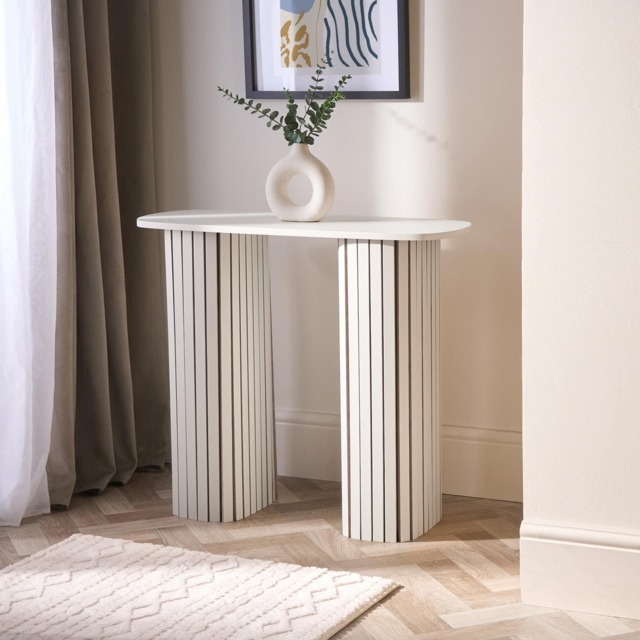 OHS Madison Console Table Ribbed Engineered Wood Entryway Display Desk Cream Cream