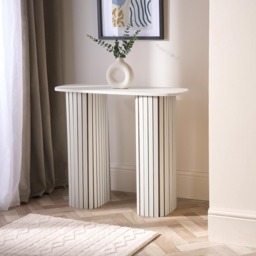 OHS Madison Console Table Ribbed Engineered Wood Entryway Display Desk Cream Cream