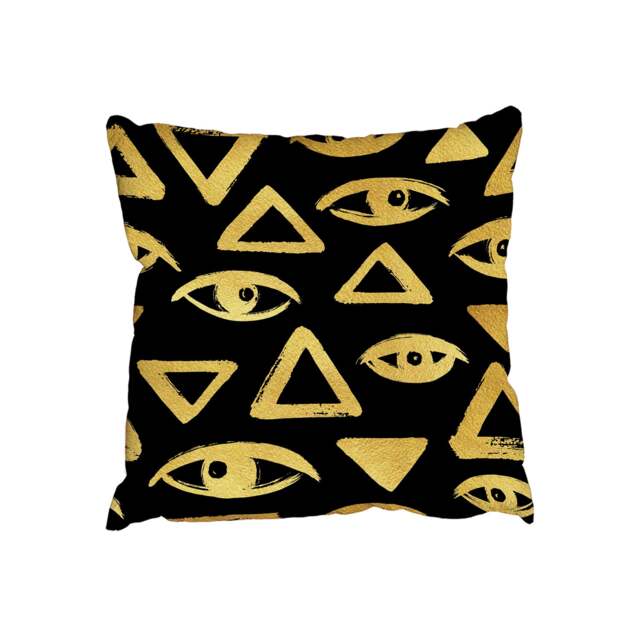 Cushions - Gold brush drawn eyes and triangle (Cushion)