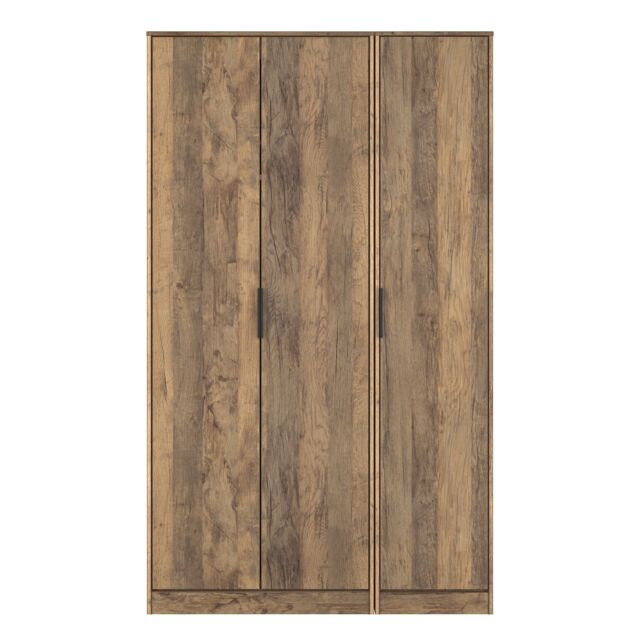 Beijing Tall Triple Wardrobe in Vintage Oak (Ready Assembled) Brown Vintage Oak