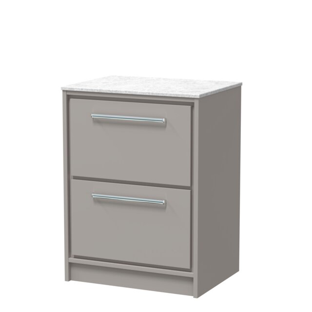 Balterley Framed Design Floor Standing 2 Drawer Vanity with Marble Worktop Grey Pebble Grey 818 x 610 x 460mm