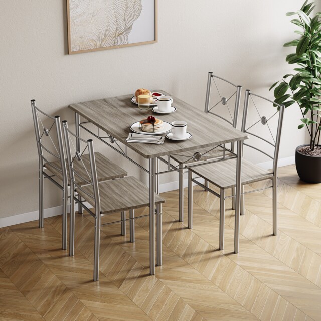 Vida Designs Roslyn 4 Seater Dining Set 5 Piece Table & Chairs, Oak