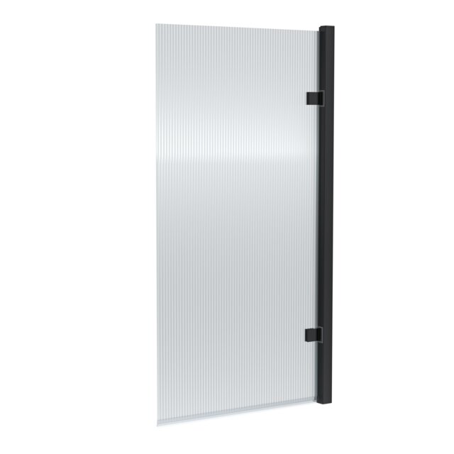 Balterley Modern Toughened Safety Glass Square Hinged Fluted Bath Screen Black Matt Black 1
