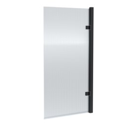 Balterley Modern Toughened Safety Glass Square Hinged Fluted Bath Screen Black Matt Black 1