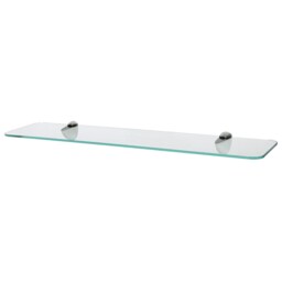 Harbour Housewares Rounded Floating Glass Shelf - 60cm - Metallic Brackets - Bathroom Shower Storage Vanity Display Unit Shelf Silver Chrome 1