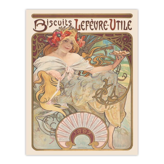 "Biscuits Lefevre Utile Vintage French Ad Wall Art Print Mucha 24x32"""