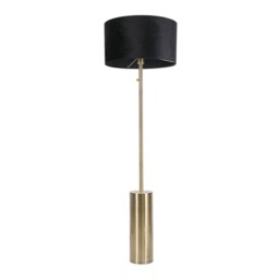 ValueLights Lexy Antique Brass Dimmable Floor Lamp Black Velvet Shade and Bulb